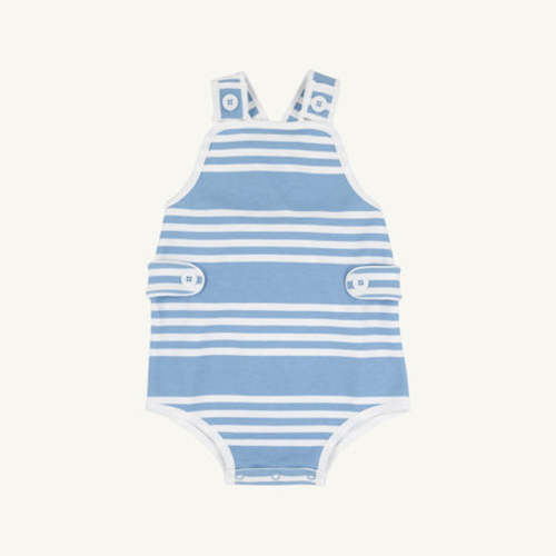 Skipper Sunsuit - Saddle Ridge Stripe (Sarasota Sky) with Worth Avenue White