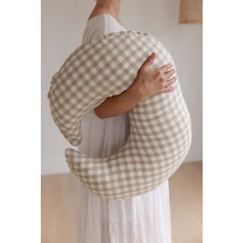 Natural Oat Moon Shaped Linen Nursing Pillow & Cover | Comfort & Support – Linen Label