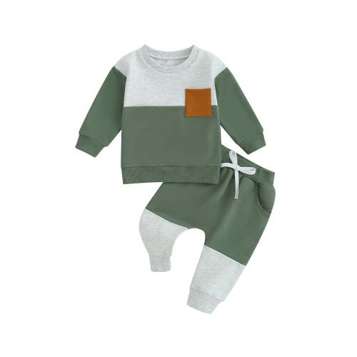 Loicainy Baby Toddler Boys Pants Outfits Set, 6 12 18 24 Months 2T 3T 4T 5T Contrast Color Long Sleeve Crew Neck Sweatshirt with Elastic Waist Sweatpants Infant Clothes Sets