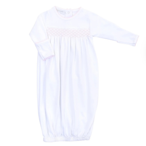 Essentials Smocked Gown with Pink Trim – Magnolia Baby