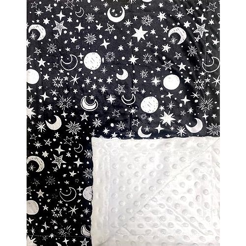 Baby Blanket for Girls Boys Black Moon Star Minky Super Soft Double Layer Receiving Blanket with Dotted Backing for Newborns Nursery Stroller Receiving Toddlers Crib Bedding Blankets 30x40 Inch