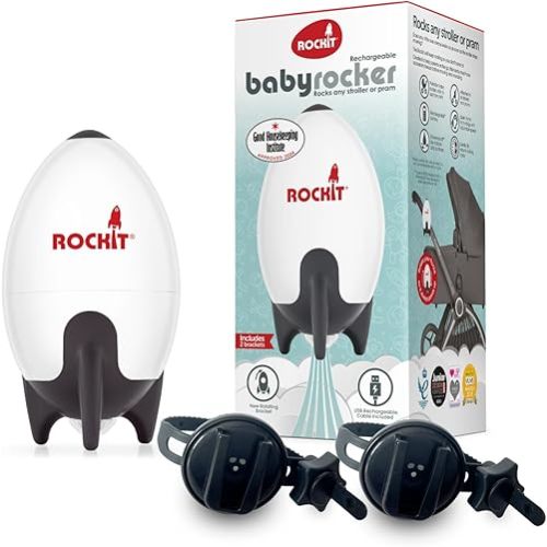 Rockit Rocker Rechargeable with Two Brackets - Baby Sleep Aid Gently Rocks Any Stroller or Buggy, Adjustable Speed with 60 Minute Timer - Fits All Pushchairs & Prams to Create a Baby Bouncer