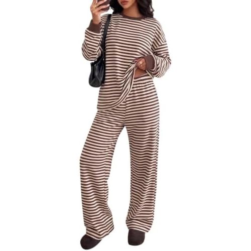 Two Piece Sets for Women Striped Lounge Set Airport Travel Outfits