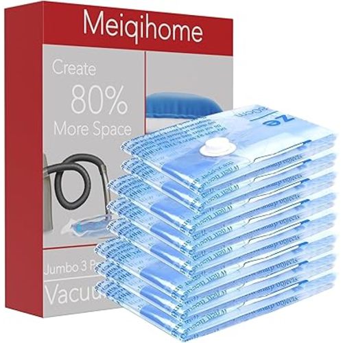 Vacuum Storage Bags , Small Space Saver Sealer Bags , Airtight Compression Bags for Clothes, Pillows, Comforters, Blankets, Beddings, Pack of 10