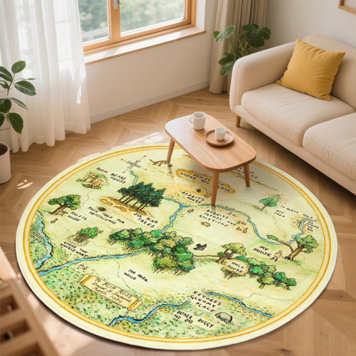 Cavorel Nursery Play Rug Hundred Acre Wood Washable Woodland Kids Area Rug With Non-Slip Backing, 6X9 Ft, Deep Green | Wayfair