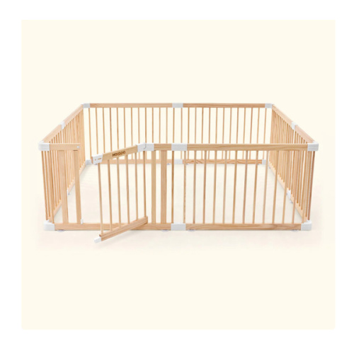 HARPPA Wooden Baby Gate Playpen | Non-Toxic Foldable DIY Adjustable Play Yard for Infants & Toddlers – Natural Finish Baby Fence for Small & Large Spaces