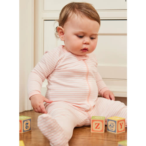 LAKE | Baby | Pima Cotton Pajamas | English Rose Stripe Baby Sleeper