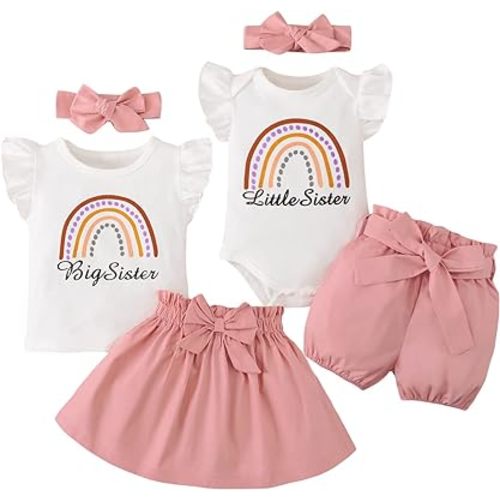 BIRTHDAY SHARK Big Sister Little Sister Matching Outfits for Girls