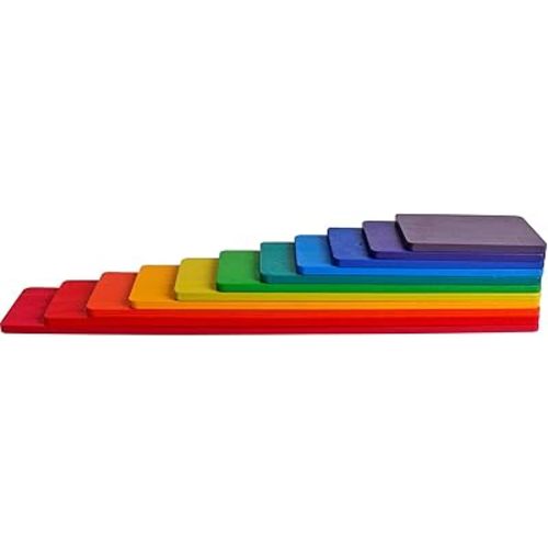 Dinhon 11 PCS Wooden Rainbow Board Oversized Stacking Game Jigsaw Puzzle Building Blocks Children's Baby Toddler Toys 3 Years Old Boys and Girls Toy Gifts