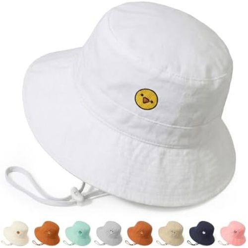 RIVBOS Baby Sun Hat UPF 50+ Cute Animal Pattern Summer Beach Kids Toddler Bucket Hat for Boys Girls 0-7 Years