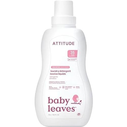 ATTITUDE Baby Laundry Detergent, EWG Verified, Plant and Mineral-Based Formula, HE Compatible, Vegan Household Products, Unscented, 35 Loads, 35.5 Fl Oz