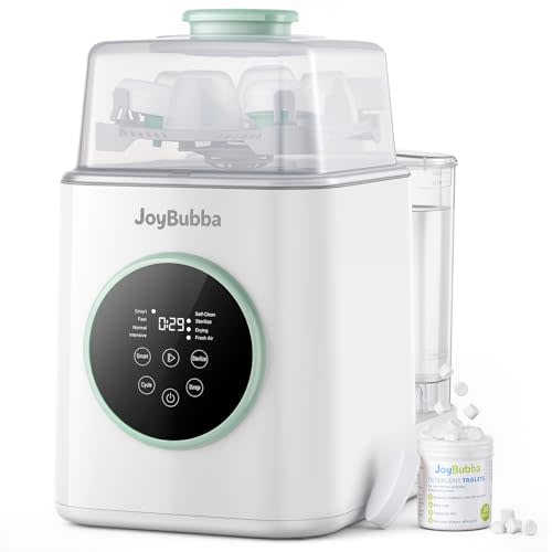 Bottle Washer, Sterilizer & Dryer – 19-Min Fast Cleaning, All-in-One Machine for Baby Bottles, Pump Parts & Feeding Accessories with 3 High-Temp Sterilization Modes, 60 Cleaning Tablets.