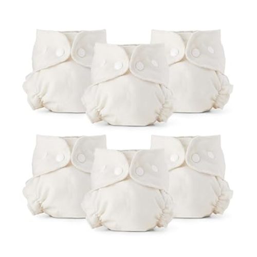 Esembly Cloth Diaper Inner - Organic Cotton, 6-Pack, Size 2 (18-35lbs) | Fitted Diaper, Soft, Ultra-Absorbant, Trim-Fitting Layer, Pairs with Waterproof Outer for Blow-out Proof Diapering