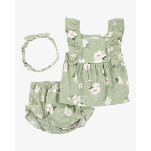 Baby 3-Piece Floral Gauze Top & Short Set - Carter's | Carter's