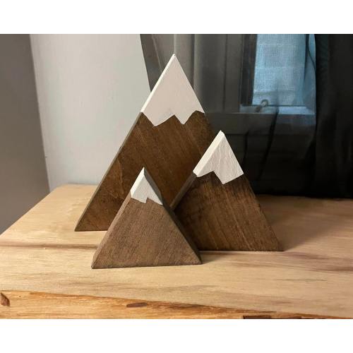 Handmade Wooden Mountain Shelf Decor: Snow Capped Nursery Art