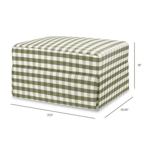 Crawford Gliding Ottoman in Moss Green Gingham | Over The Moon