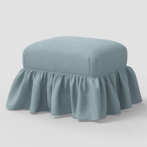 Ruffle Skirt Ottoman Classic Linen Seaglass - Threshold™ designed with Studio McGee