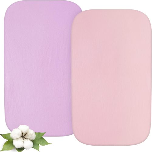 Shop by Brand/Model - Bassinet Sheet, 2 Pack, 100% Organic Cotton, Pink & Purple