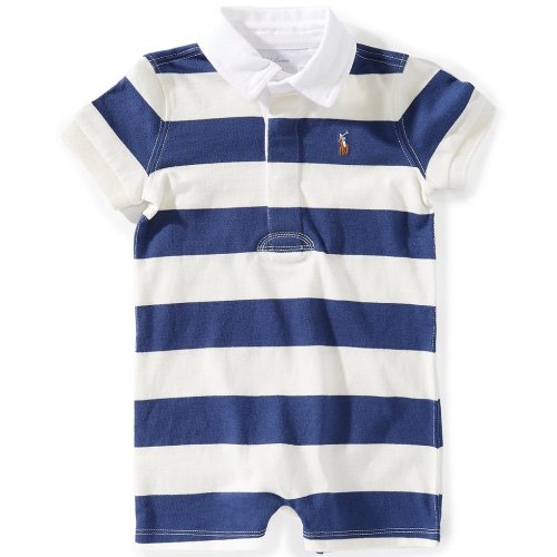 Ralph Lauren Baby Boys Short Sleeve Striped Rugby Shortall