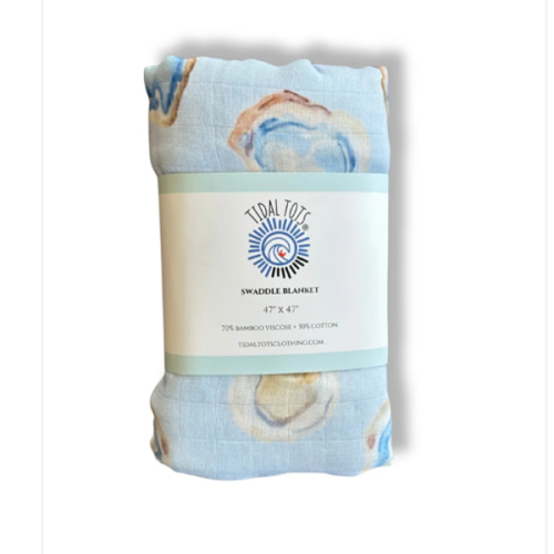 Oyster Roast Blue Lightweight Swaddle Blanket