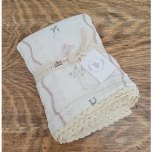 Vintage Country-Cowgirl QUILTED 6 Layer Gauze Blanket