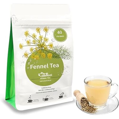 Samcci - Fennel Tea,4g×40 Teabags,100% Natural & Pure Fennel Seeds Herbal Tea - Non-GMO - Caffeine-free - Helps Improve Digestion & Immune System