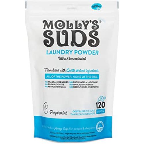 Molly's Suds Original Laundry Detergent Powder | Natural Laundry Detergent Powder for Sensitive Skin | Earth-Derived Ingredients, Stain Fighting | 120 Load (Peppermint)