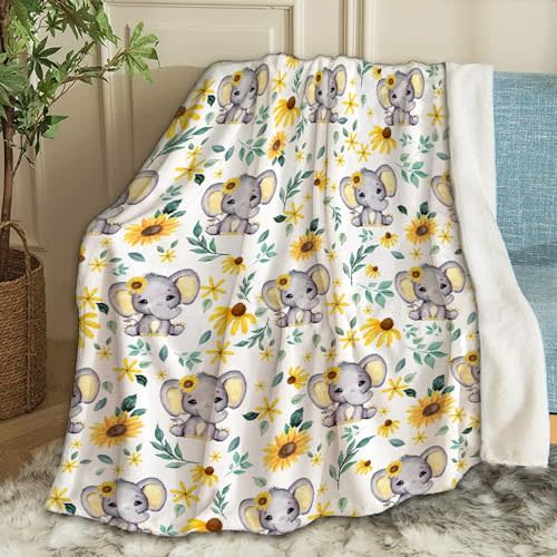 Ottoy Sunflower Elephant Baby Blanket - Gifts, Swaddle Blankets for Baby, 40"x30" (Toddler)