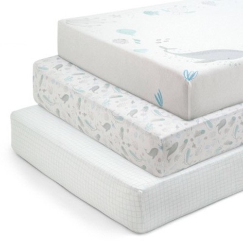 Delta Children 3pk 100% Organic Cotton Fitted Crib Sheets - Sea Life