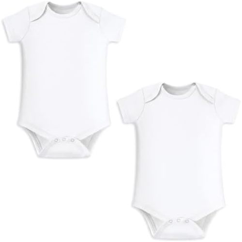 Unisex Baby Bodysuit 2 Pack, 100% Organic Cotton Short Sleeve Clothes, Ultra Soft Newborn Essentials for Boys & Girls
