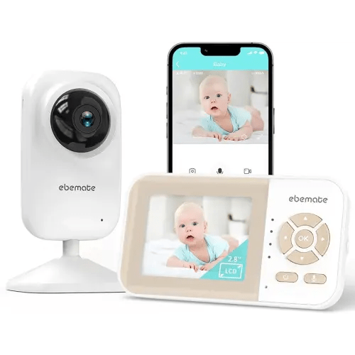 ebemate Video Baby Monitor Camera with 2.8" LCD Screen Video & Audio No Glow Night Vision,2-Way Talk Audio Cam Baby Monitoring 1200FT Range EBE28