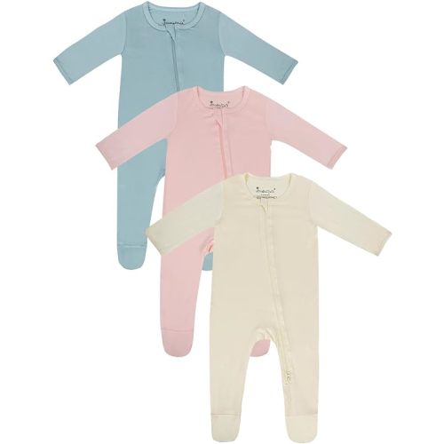 Jimonda Baby Romper Boys Girls Bamboo Pajamas 2-Way Zipper Footed Unisex Zip-Up Sleepers Sleep and Play pjs