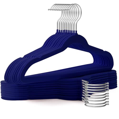 Uinicor Toddler Hangers,50 Pack 11 Inch,Velvet Baby Hangers Slim & Space-Saving,Baby Clothes Hangers with 360 Swivel Hook,Heavy Duty Felt Hanger for Childrens Coats, Pants,and Dress (Dark Blue)