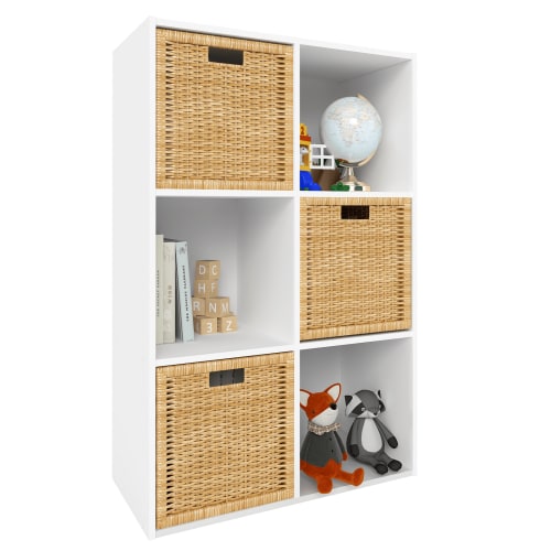 Prilinex Stackable 6 Cube Storage Organizer, Wood Cubes Shelf, Square Cubicle Bookshelf Cabinet, Open Storage Shelf for Home&Office Organization, White