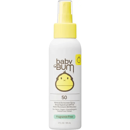 Baby Bum SPF 50 Sunscreen Spray - Mineral UVA/UVB Face and Body Protection for Sensitive Skin - Fragrance Free - Travel Size - 3 oz