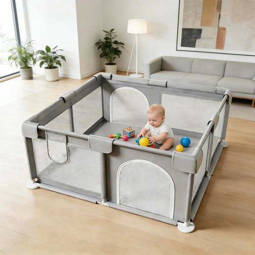 Baby Playpen 47 x 47 Inch, Large Playpen for Babies and Toddlers, Indoor & Outdoor Baby Fence Play Yard with Breathable Mesh