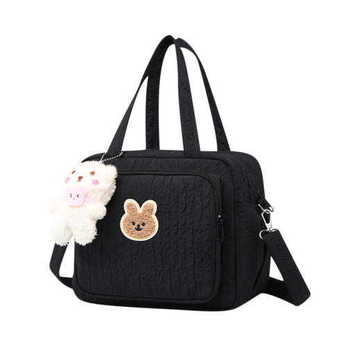 Baby Diaper Bag Tote, Mommy Bag Cute Baby Nappy Bag Crossbody Travel Diaper Tote Multifunction Baby Storage Bag Black