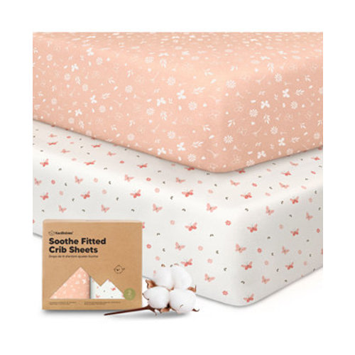 2pk Soothe Fitted Crib Sheets Neutral, Baby Crib Sheets, Fits Standard Nursery Baby Mattress
