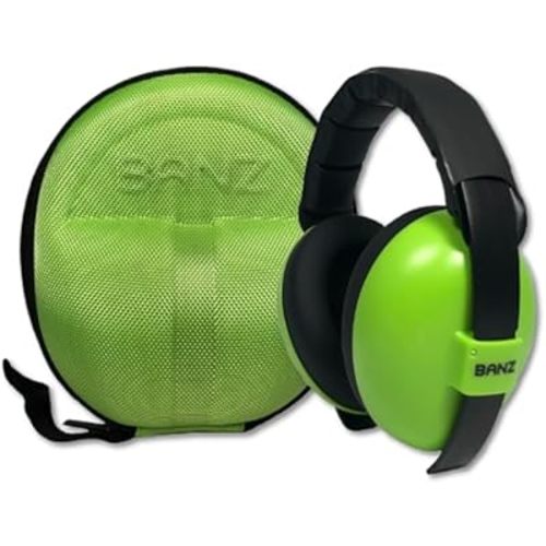 BANZ Baby Earmuffs Infant Hearing Protection Ages 0-2 Years The Best Earmuffs for Babies & Toddlers Industry Leading Noise Reduction Rating Block Noise,Lime,Medium INCLUDES CASE