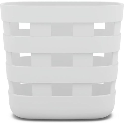 Lalo Bath Time Storage Bin - Keep Items Organized & Dry with Non-Toxic Plastic, Easy Cleanup, Removable Drying Bin, Woven Baby Organizer, Secure Wall Attachment, 9 x 5.5 x 8.5 in - Coconut