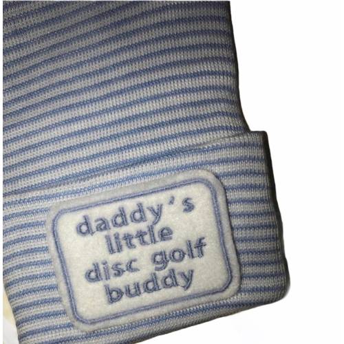 Newborn Hospital Hat daddy's little Disc Golf buddy. 1st Keepsake, Baby Boy Hat. Gender Reveal, Surprise Dad! Coming Home Hat, Cu