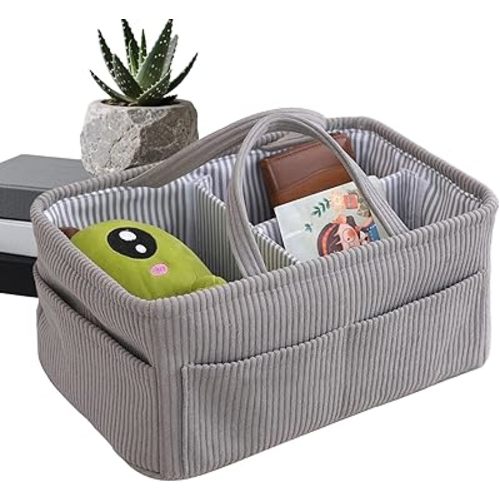 Kids Diaper Organizer - with Compartments Corduroy | Diaper Holder Nursery Organizer Bag,for Wipes Milk Bottle Boys Girls Home Bedside Desk Car Trunk