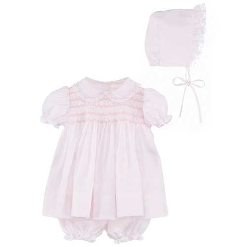 Petit Ami Baby Girls Preemie-Newborn Smocked Dress & Bonnet