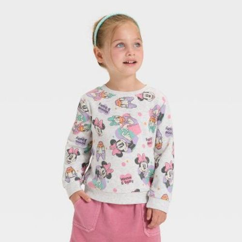 Toddler Girls' Disney Minnie Mouse Daisy Duck Fleece Sweatshirt - Heather Gray