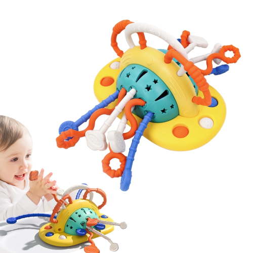 BIU BLASTER Infant High Chair Pull String Toy, Suction Cup Baby Montessori Toy for 6-12 Months