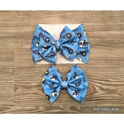 Light blue Tennessee Titan Football Baby Headwrap- Football Bow