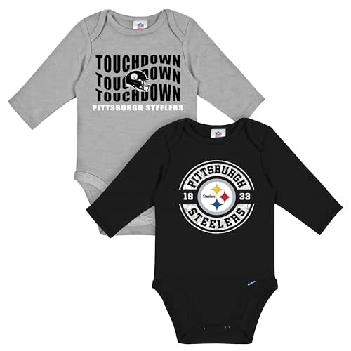 Gerber NFL unisex-baby Nfl 2-pack Long Sleeve Onesie Bodysuit