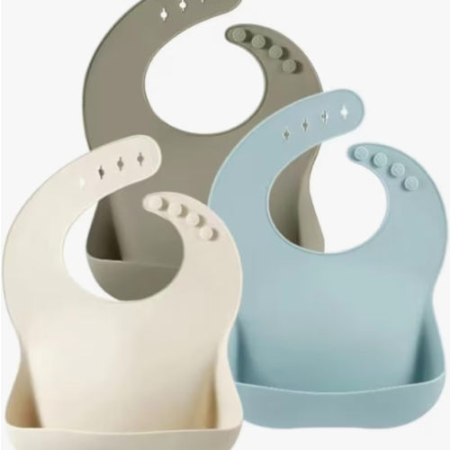 PandaEar Set of 3 Silicone Baby Bibs Waterproof, Soft, Unisex, 10-72 Months