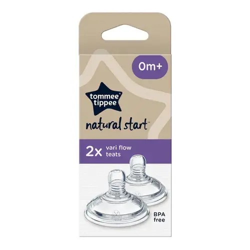 Tommee Tippee Natural Start Bottle Teats - Vari Flow 0M+ 2 Pack | Baby Bunting AU