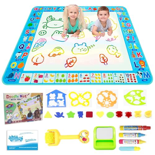 Water Doodle Mat Kids Painting Writing Board Mess Free Doodle Drawing Mat Educational Toys Gifts 40X 32 Inches Extra Large Coloring Mats for Toddlers Boys Girls Age 3 4 5 6 7 8 9 10 11 12 Year Old